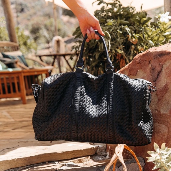 Vici Collection - Black Vegan Leather Duffle Bag - Picture 4 of 5